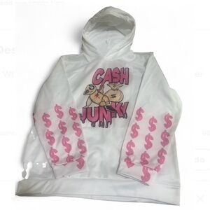 White and pink Cash Junky hoodie XL